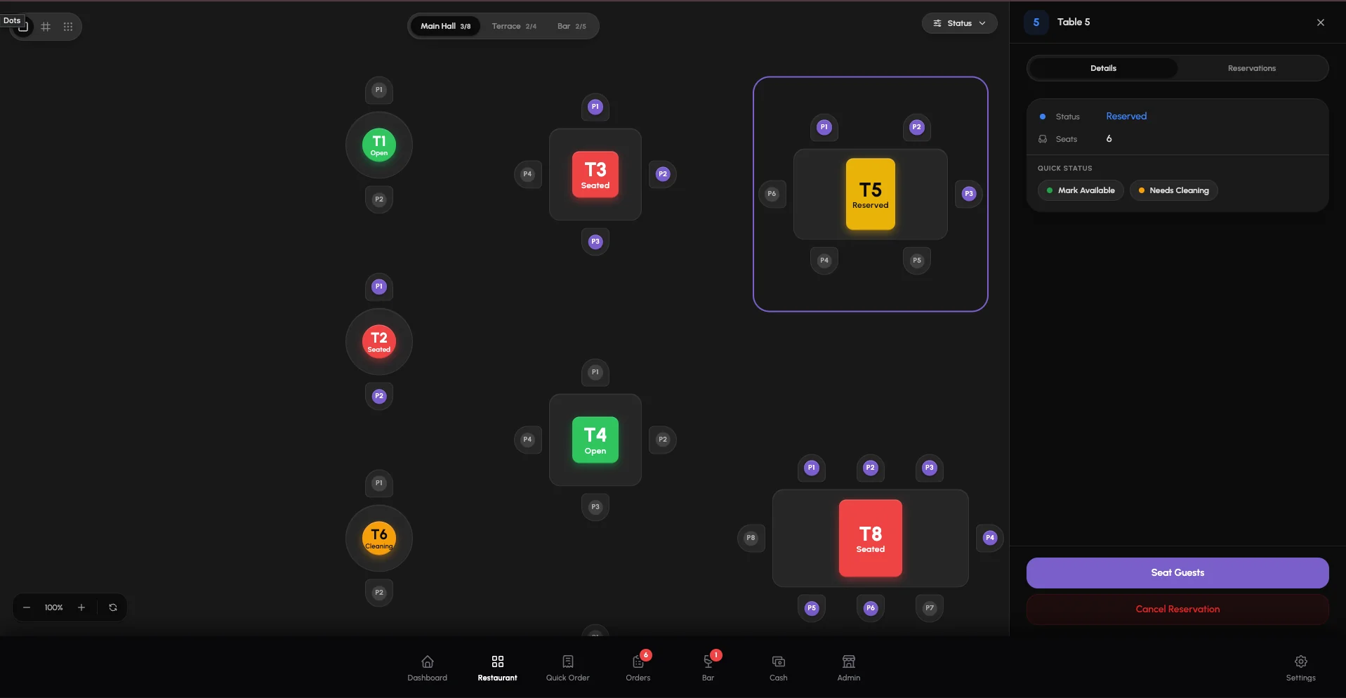 Wox table and floor map